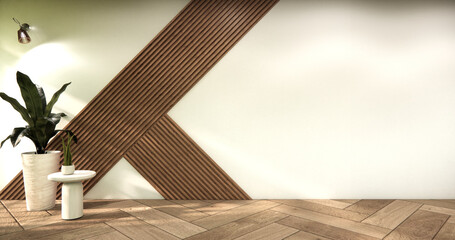 Architecture and interior concept Empty room and wood panels wall background 3D illustration rendering
