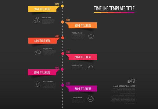 Modern Vertical Timeline Infographic Design on Dark Background