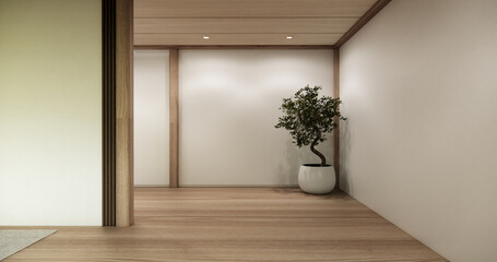 Architecture and interior concept Empty room and wood panels wall background 3D illustration rendering