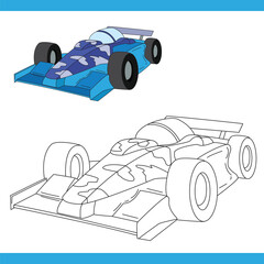 Racing Car Copy Colour worksheet for kids