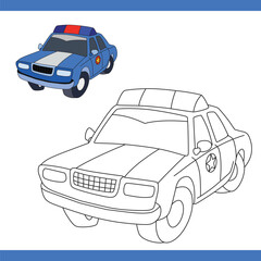Police Car Copy Colour worksheet for kids