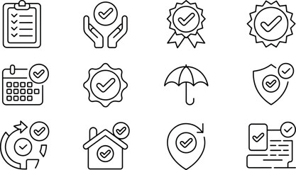 Verification and Validation Icon Set Black and White