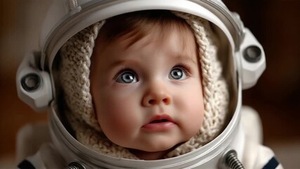 Baby Astronaut: Adorable baby peering out from an astronaut's helmet, symbolizing the limitless possibilities and the journey of exploration and discovery.