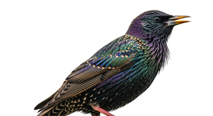Colorful Starling Bird Perched on Branch.