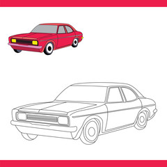 Red Car Copy Colour worksheet for kids