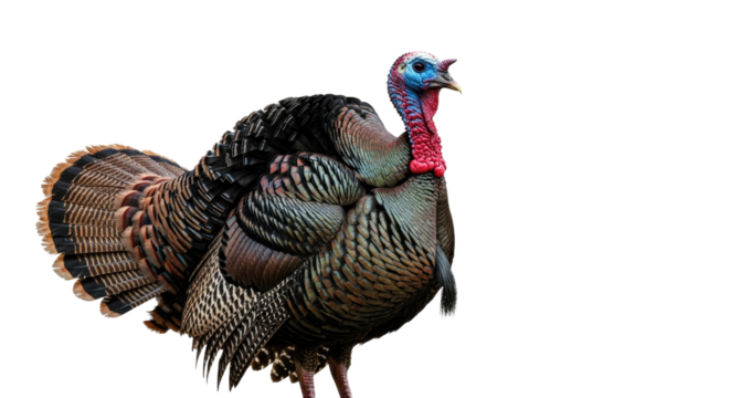 Colorful Wild Turkey Bird with Detailed Plumage.