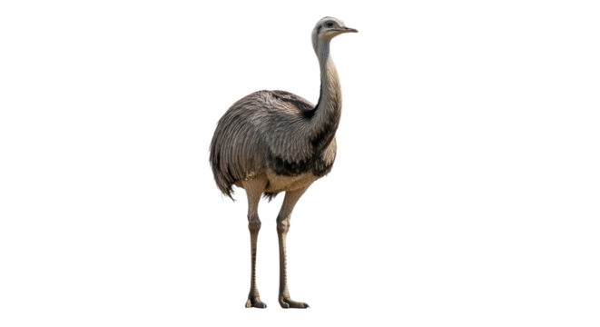 Elegant Ostrich Standing in Profile View.
