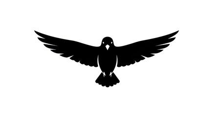 Fototapeta premium Black bird silhouette with outstretched wings, flying.