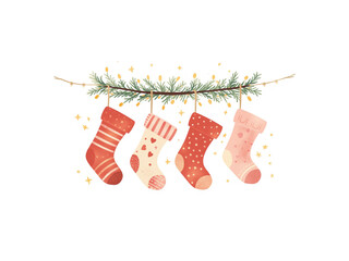 christmas socks hanging on a clothesline