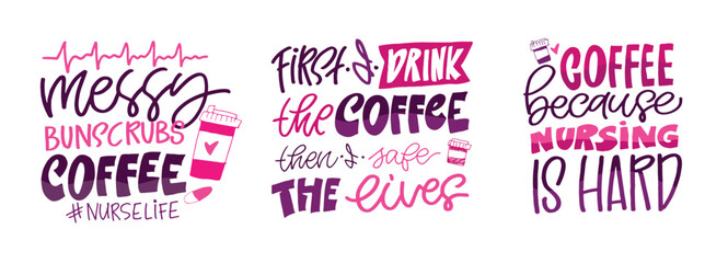 Funny hand drawn doodle lettering quote about Nurse. Lettering for t-shirt design, mug print, bag print, clothes fashion. 100% hand drawn vector image.