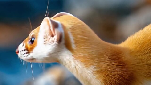 Curious Weasel: This close-up captures a curious weasel in profile, its alert gaze and sleek fur hinting at a playful and adventurous nature.