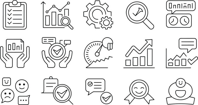 Data analysis and business performance evaluation icons