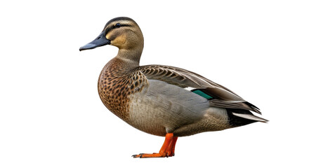 Mallard Duck Standing on White Background.