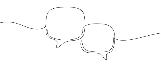 Fototapeta premium Square speech balloon in a continuous line simple linear style. Editable stroke.
