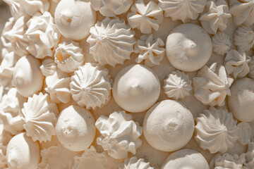 A column of white sweet marshmallows.