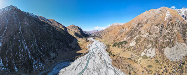 a river in a beautiful mountain gorge. autumn in the mountains.