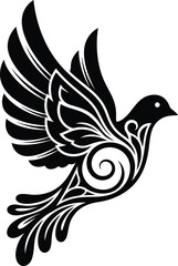 Flying dove silhouette vector illustration peace bird graphic design eps