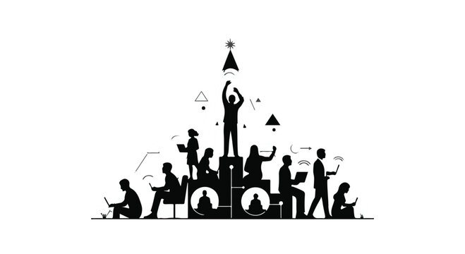 Diverse team collaborates to achieve a shared goal, celebrating success and innovation.