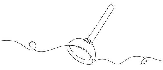Toilet suction pump in one continuous line simple linear style. Editable stroke.