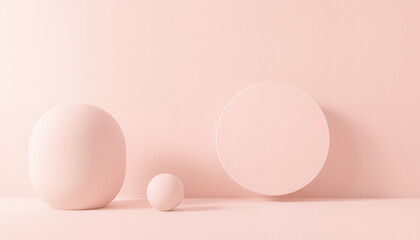 Abstract pastel pink geometric shapes and forms on a soft background