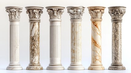 Naklejka premium A set of antique columns on a white background. -