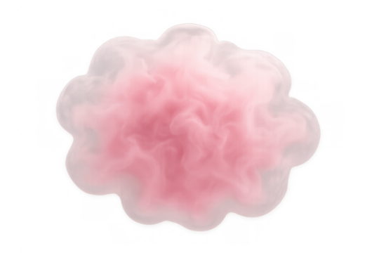 Pink smoke cloud texture creating abstract soft fluid color shapes on transparent background design element