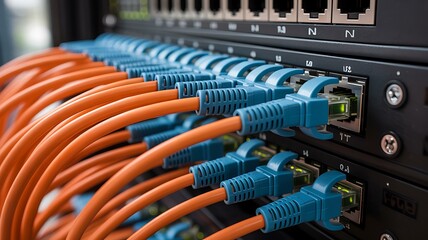 High-speed ethernet cables in network switch for data connectivity
