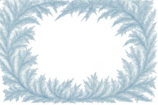 Frozen window border creating a frosty frame, cold winter background decoration with ice pattern