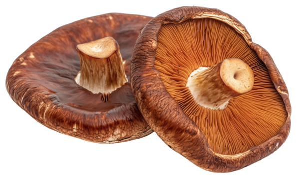Lingzhi mushroom isolated on white background transparent PNG clipart.
