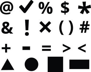 Black and white assortment of mathematical symbols and common signs vector illustration .eps
