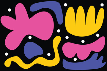 Abstract Organic Shape Vector Set. Modern Fluid Blob Elements Collection. Colorful Hand Drawn Contemporary Artistic Background