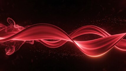 Abstract glowing red ribbon flowing on a black background design template - Powered by Adobe