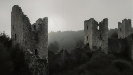 Fototapeta premium Eerie Ruins - A Glimpse into a Forgotten Past.