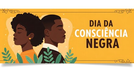 Naklejka premium Celebrate the Black Consciousness Day with an illustrative banner, showing an emotive connection between two people, dia da consciência negra