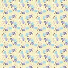 Cute Pastel Heart Seamless Pattern, Romantic Light Blue and Lavender Love Background, Gentle Valentine's Day Textile and Baby Shower Design.