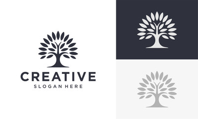 Tree of Life Family vector logo design, branches, Leaves Roots Oak Banyan Tree