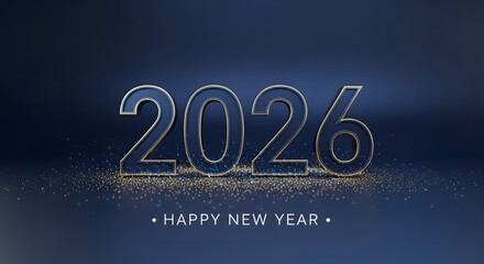 A radiant banner captures the essence of a hopeful New Year, casting a warm and elegant glow over the upcoming year 2026. new year 2026, new year background 