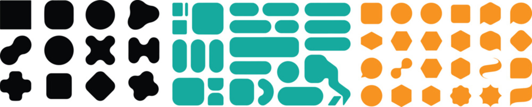 Modern Silhouette Collection of UI Blocks and Design Elements.