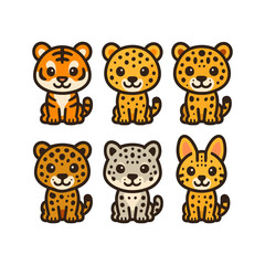 Fototapeta premium Cute Wild Cat Characters Vector Set