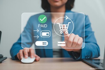 Online shopping business e commerce digital marketing paid transaction technology concept and payment gateway