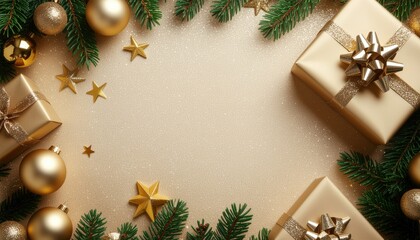 Festive holiday gift arrangement christmas celebration image cozy atmosphere top-down view joyful vibes and decorations for seo engagement