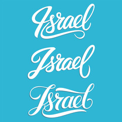 Text set hand drawn Israel.