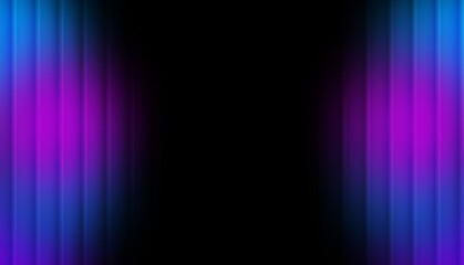 Vibrant circular gradient pattern with ribbed fractal glass texture effect in a dark background. Blending blue and purple colors. Futuristic background picture with fluorescent wave effect.