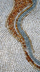 Mosaic Art: The image features an exquisite, detailed mosaic artwork showcasing an abstract design that draws the viewer into a world of artistic craftsmanship.
