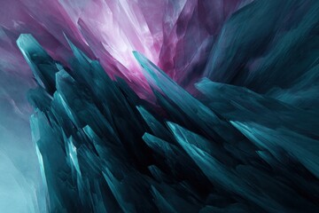 Mystical Crystal Cave: Behold an ethereal scene of an icy crystal cave, its walls adorned with gleaming, sharp formations, bathed in an otherworldly glow of light and color.