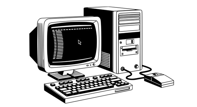 Vector of a complete old computer