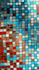 Mosaic of Colors: A vibrant display of geometric tiles, with red, blue, and gold tones. A stunning mosaic reflecting artistic design.