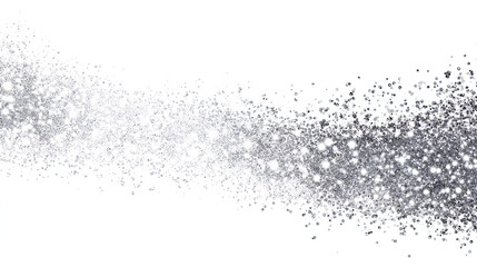 Christmas glowing bokeh confetti light and glitter texture overlay for your design. Frosting effect sugar, salt and flour for baking, with powder white and isolated on white background.