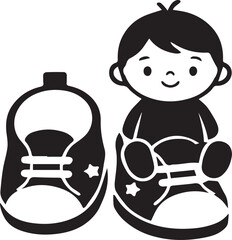 Adorable Baby with Cute Shoes Icon - Flat Vector for Childhood and Fashion