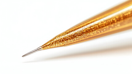 Gold calligraphy needle point close up